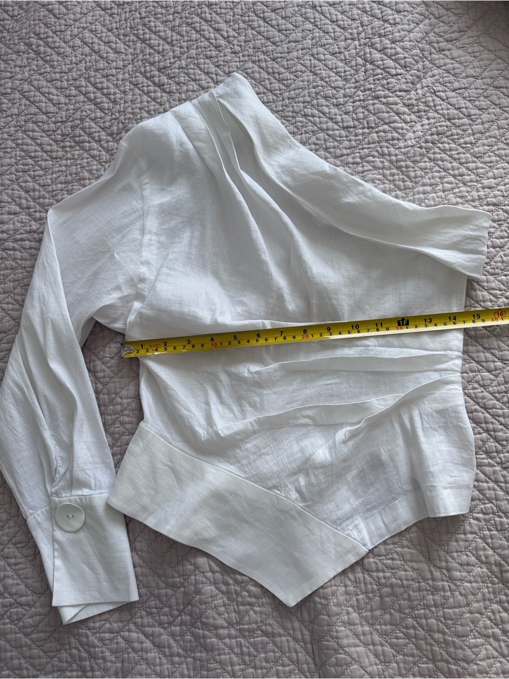 Zara White One-Shoulder Asymmetric Blouse Top Size M Coquette Girl Coastal Beach - Picture 11 of 17